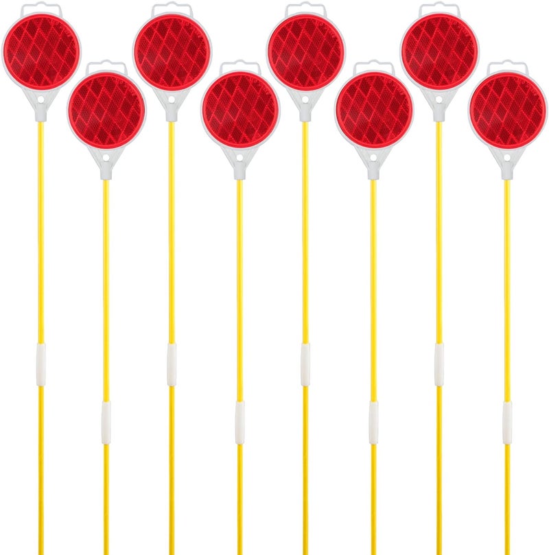 DXSIGN Reflectors for Driveway Entrance Orange Reflective Driveway Markers Snow Plow Markers Plow Markers 51 Inch Yellow Fiberglass Pole Double Sided Reflector for Driveway (8-Pack) - Image 1